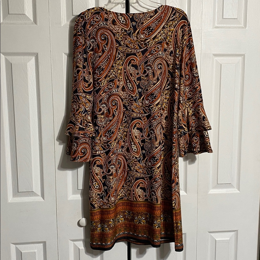 Tacera Shift Dress Multi-color Paisley Boho floral dress size LARGE - Picture 7 of 14